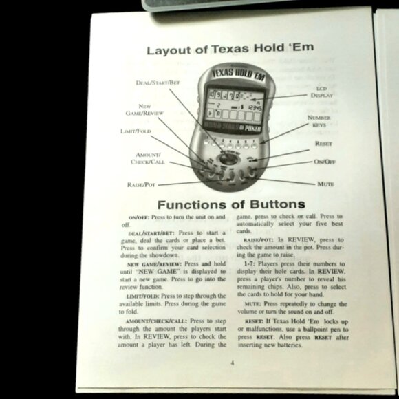 HANDHELD Electronic GAME Texas Hold 'Em WORLD Series of POKER Excalibur Works! - Picture 7 of 7